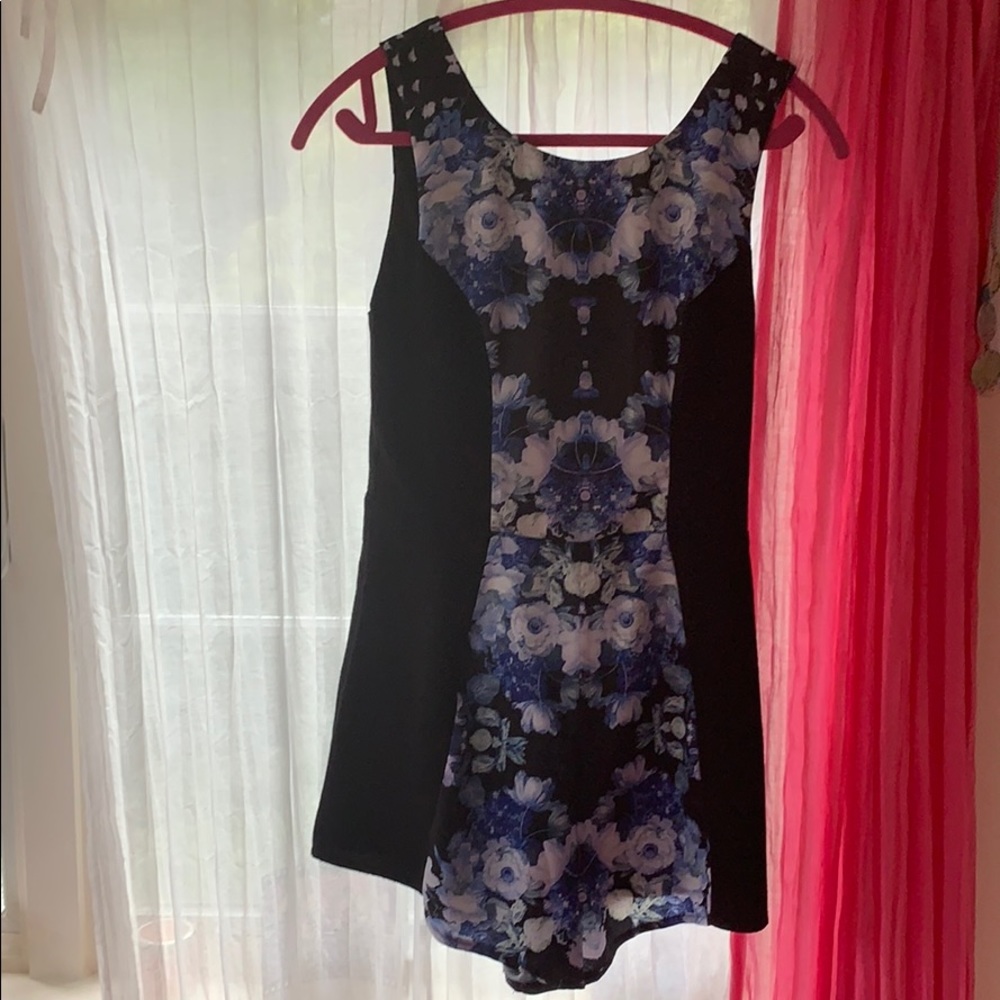Black and blue floral romper